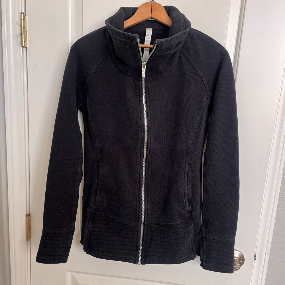 Lululemon Jacket Womens 8 Black Scuba Funnel Neck Full Zip Fleece